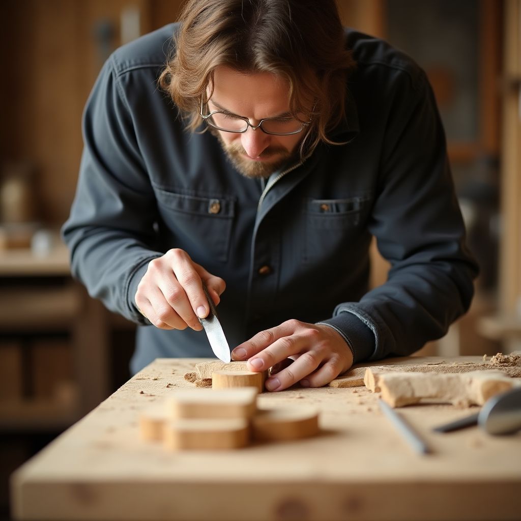 Präzise Holzbearbeitung mit traditionellen Handwerkzeugen in der Werkstatt