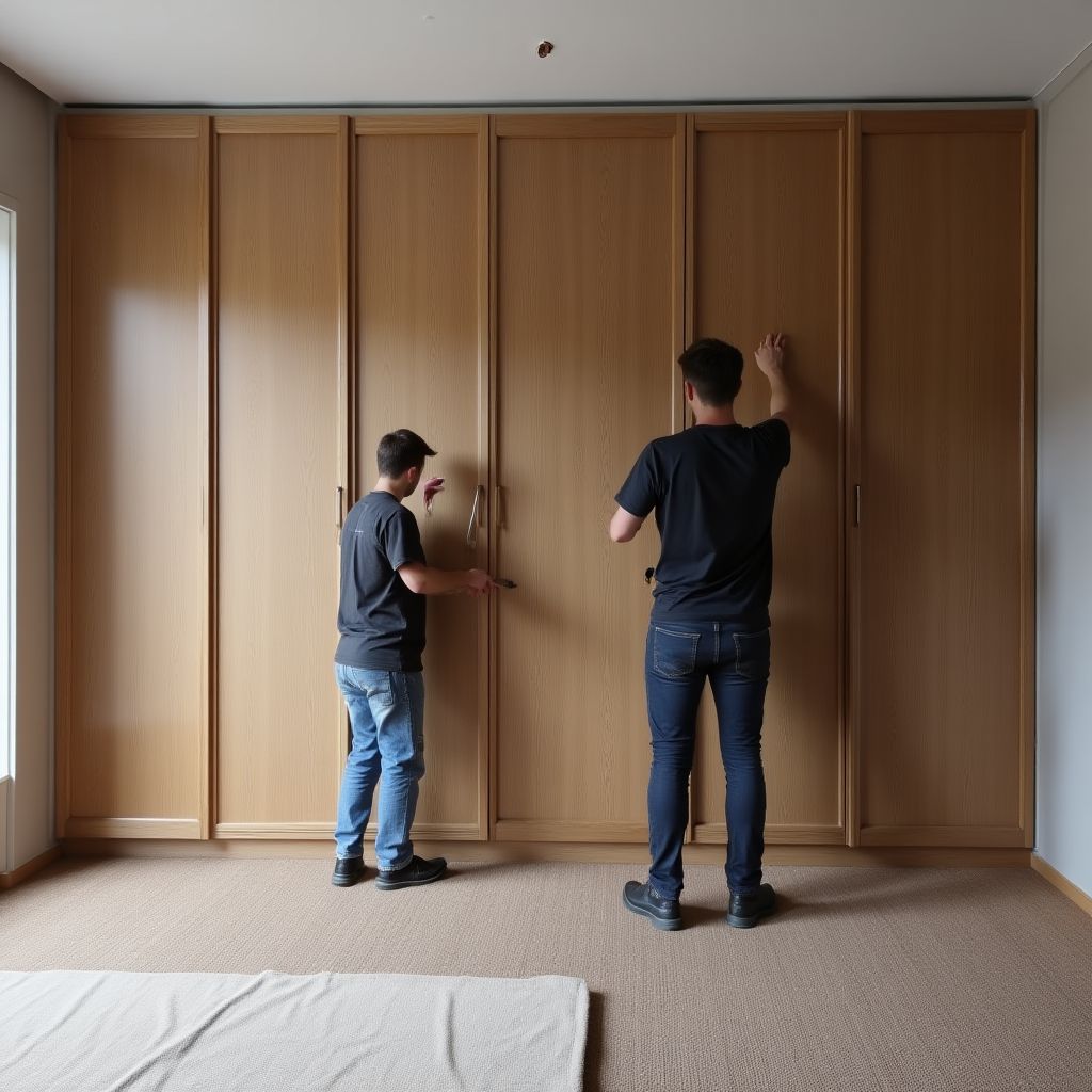 Installation eines maßgefertigten Einbauschranks in einer Berliner Wohnung