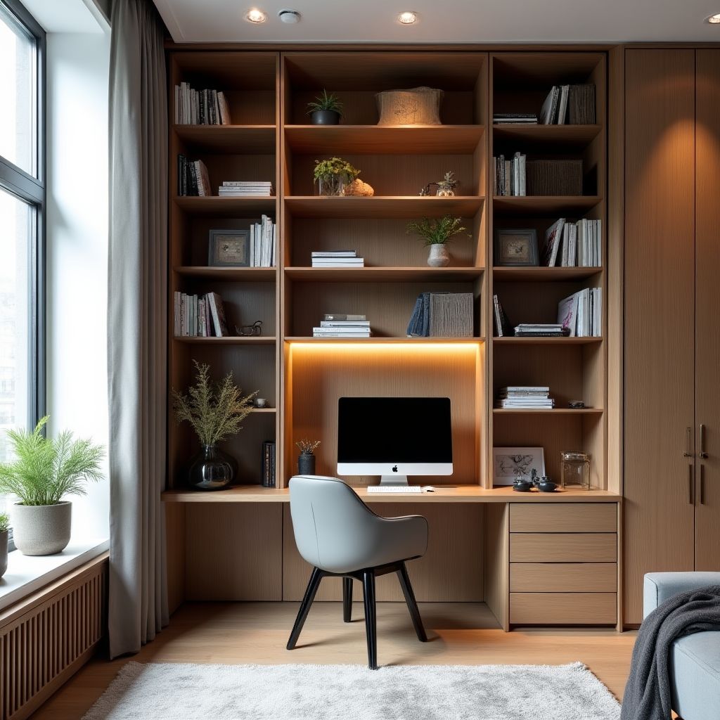 Bücherregal mit integriertem Arbeitsplatz