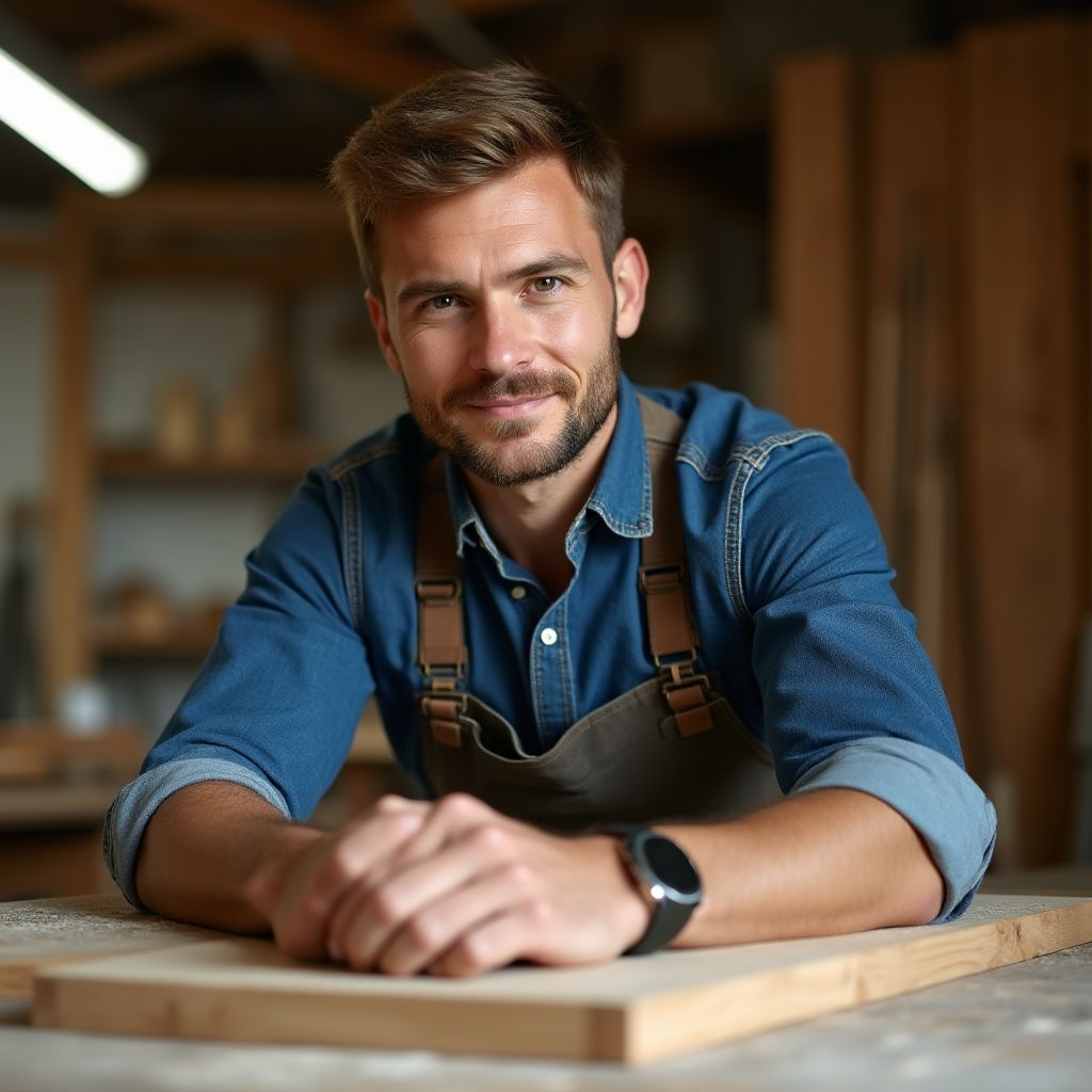 Portrait von Lukas Hoffmann, leitender Tischler und Produktionsleiter